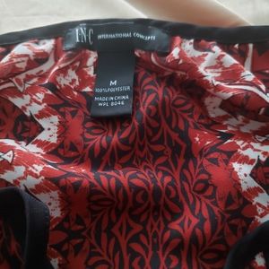 Red & white floral blouse